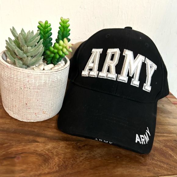 ARMY HAT BLACK HAT WITH WHITE 3D LETTERS - Picture 8 of 8
